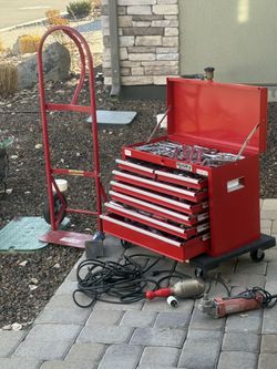 Toolbox with Tools + Hand truck Dolly