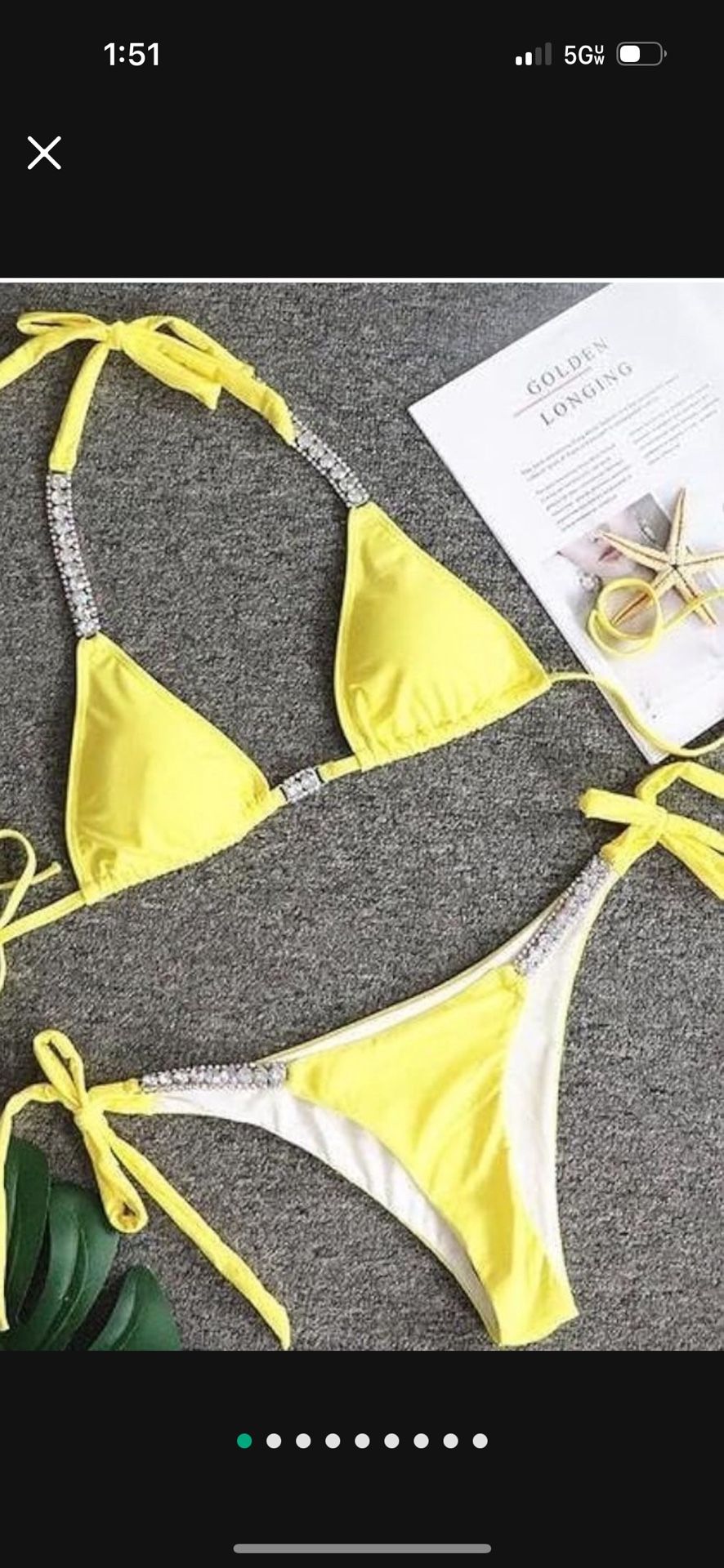 Women’s Diamond Triangle Bikini Swimsuit Set Shiny Bathing Suit Two Piece Swimsuit