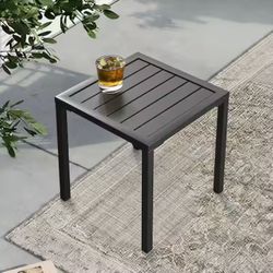Square Aluminum Outdoor Side Table in Black