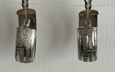 Silver Textured Small Wide Hoops