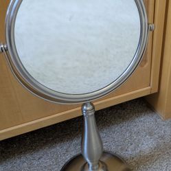 Brushed Silver Magnifying Makeup Mirror