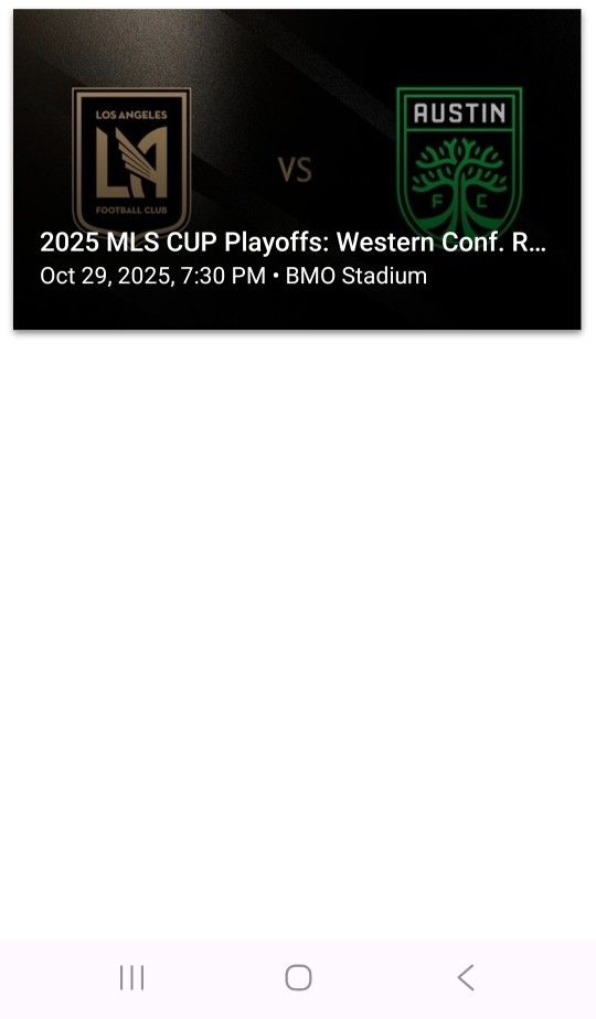 LAFC VS AUSTIN PLAYOFF GAME 1 TICKET