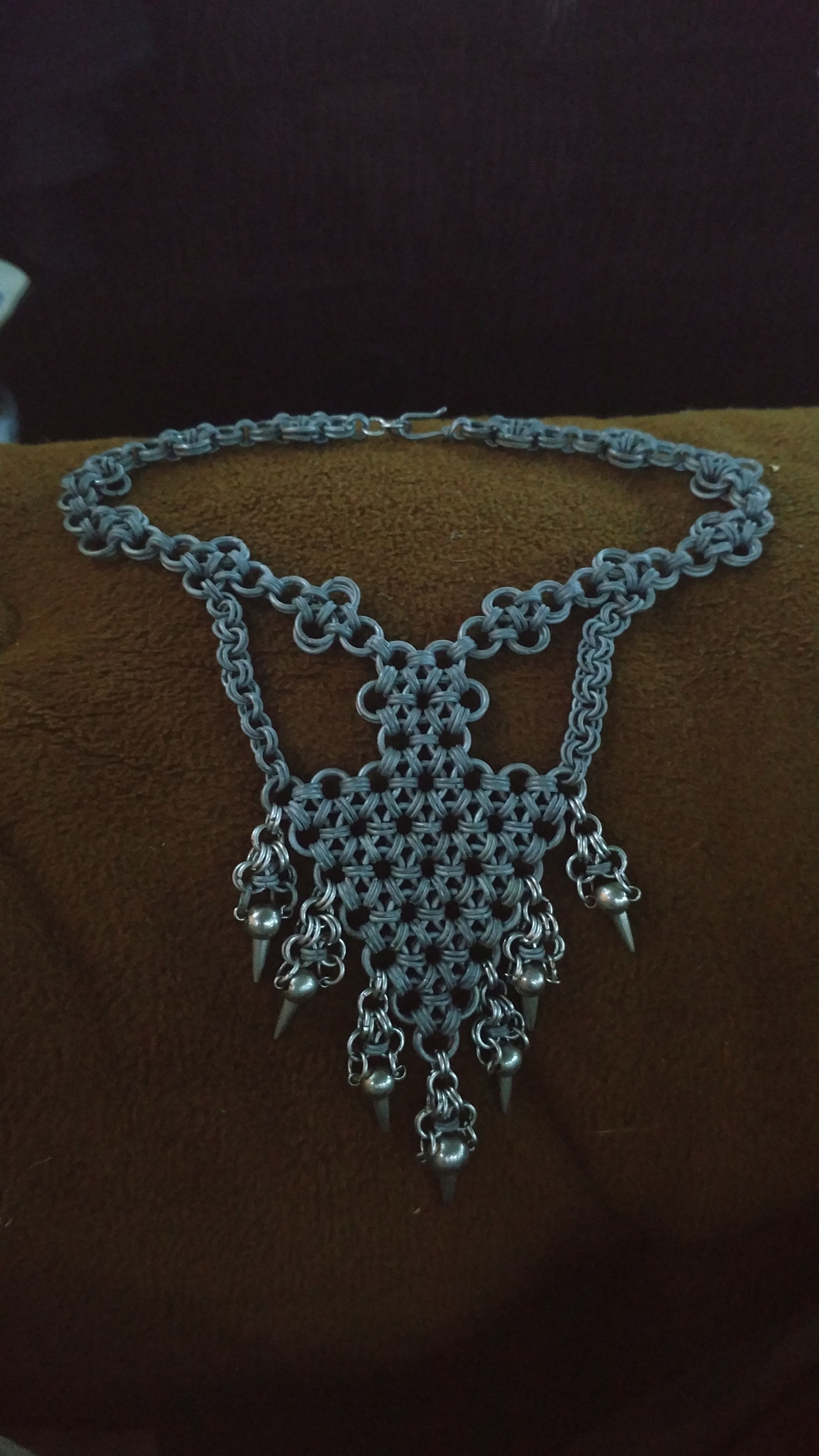 Hand made chain mail necklace goth bdsm punk jewelry