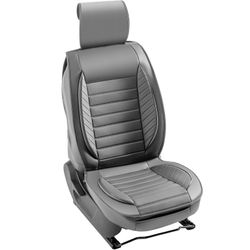 Seat Cover 2 Front Seats Faux Leather Gray