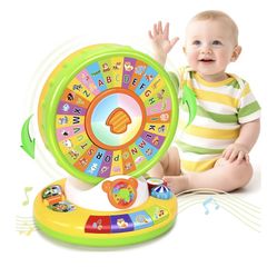 Learning Toys for 1-3 Year Old Boy Girl, Spin and Sing Alphabet Zoo with Sounds Green New