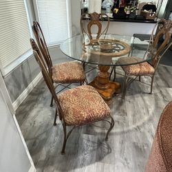 Glass Table And 4 Chairs Set