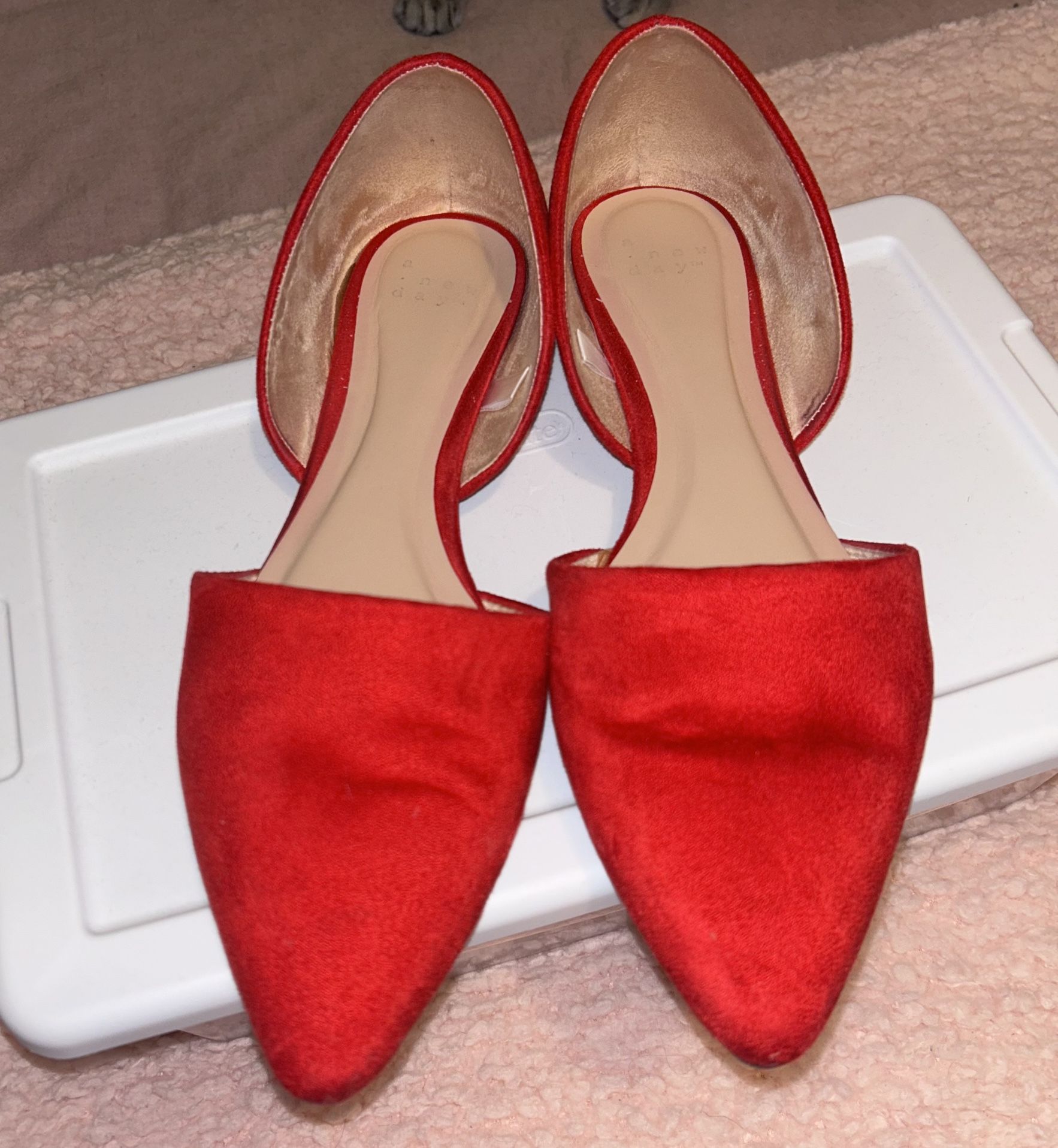 Red Suede Flats