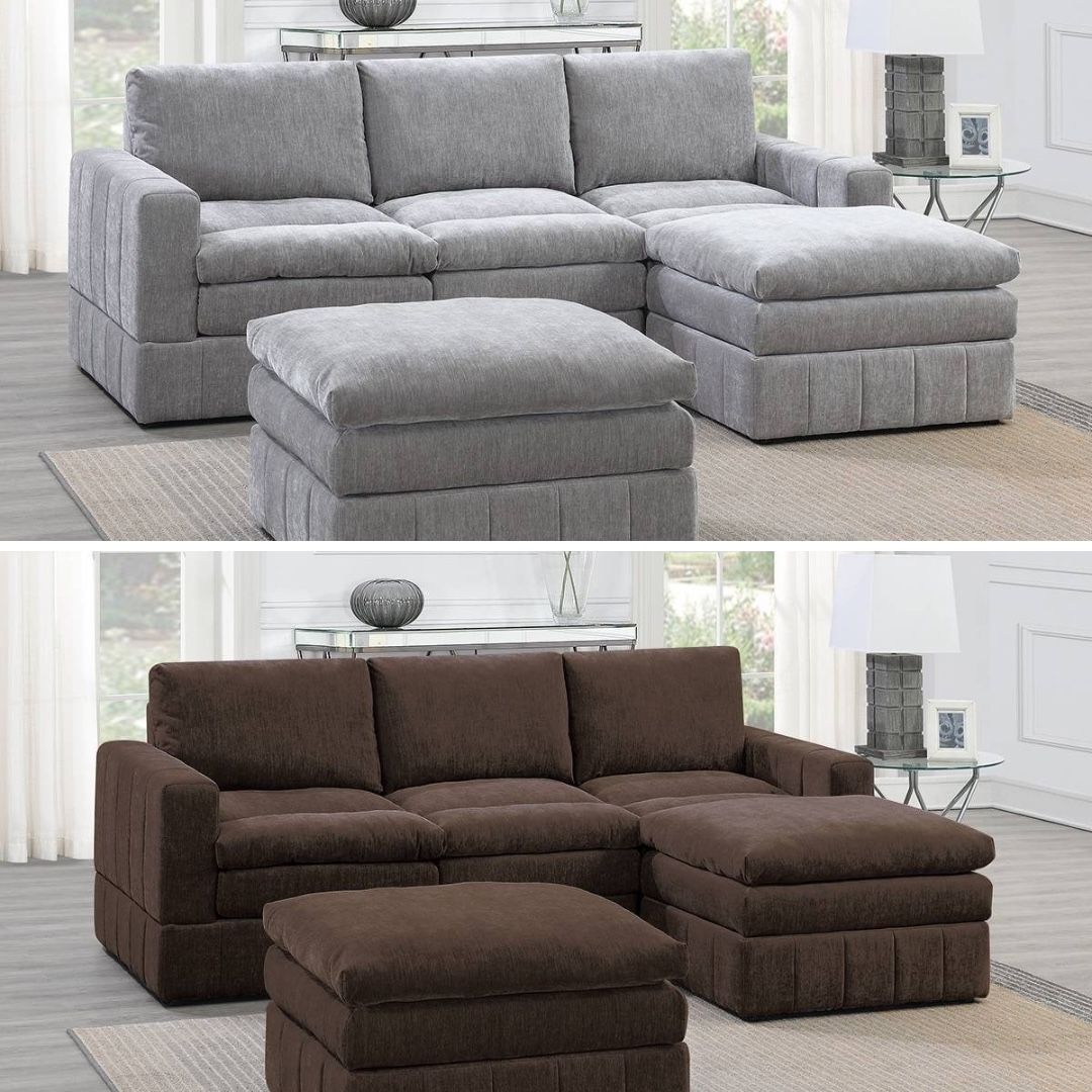 Gray Sectional Sofa With Ottoman