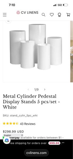 Metal Cylinder Pedestal Display Stands 5 pcs/set - White