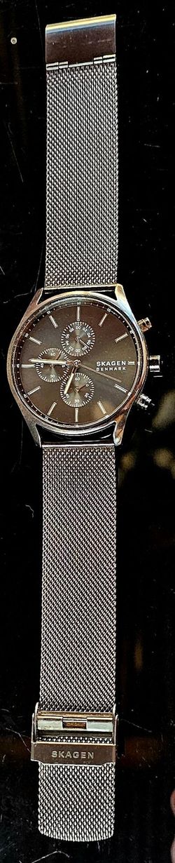 Skagen Men's Holst Quartz Analog Stainless Steel and Stainless Steel Mesh Watch, Color: Gunmetal Steel Mesh