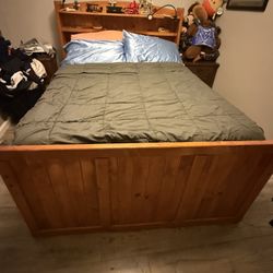 Full Bed With Storage Solid Wood