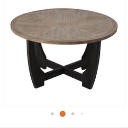 Rustic Farmhouse Brown Black Round Wood Coffee Table 36 in. D x 36 in. W x 19.8 in. H