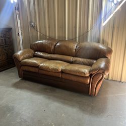 Genuine Leather Couch – Durable Hardwood Frame