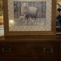 Beautiful Rustic Framed Country Lamb Wall Art