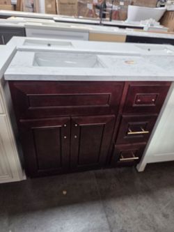 Darkoak bathroom vanity 36" with marble top