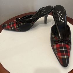 Vintage Y2K A.B.S by Allen Schwartz Plaid Mule Heels Women’s 7.5B