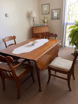Wood table with chairs