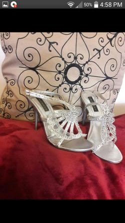 silver diamond high heels