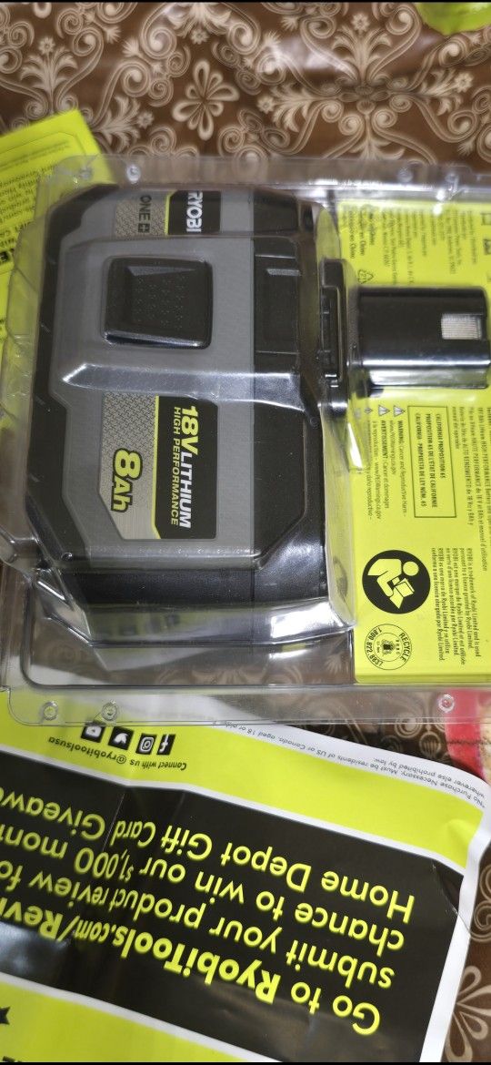 RYOBI
ONE+ 18V 8.0 Ah Lithium-Ion HIGH PERFORMANCE Battery