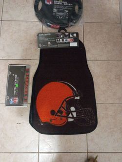 Car mat metal license plate and steering wheel cover
