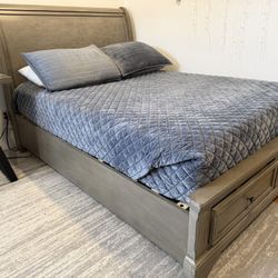 Full Sized Sleigh Bed Frame and Matching Dresser