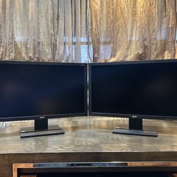 Two ( dual ) LED Backlit IPS Acer V246HQL 24” inches Full HD 1080p HDMI DP VGA computer monitors