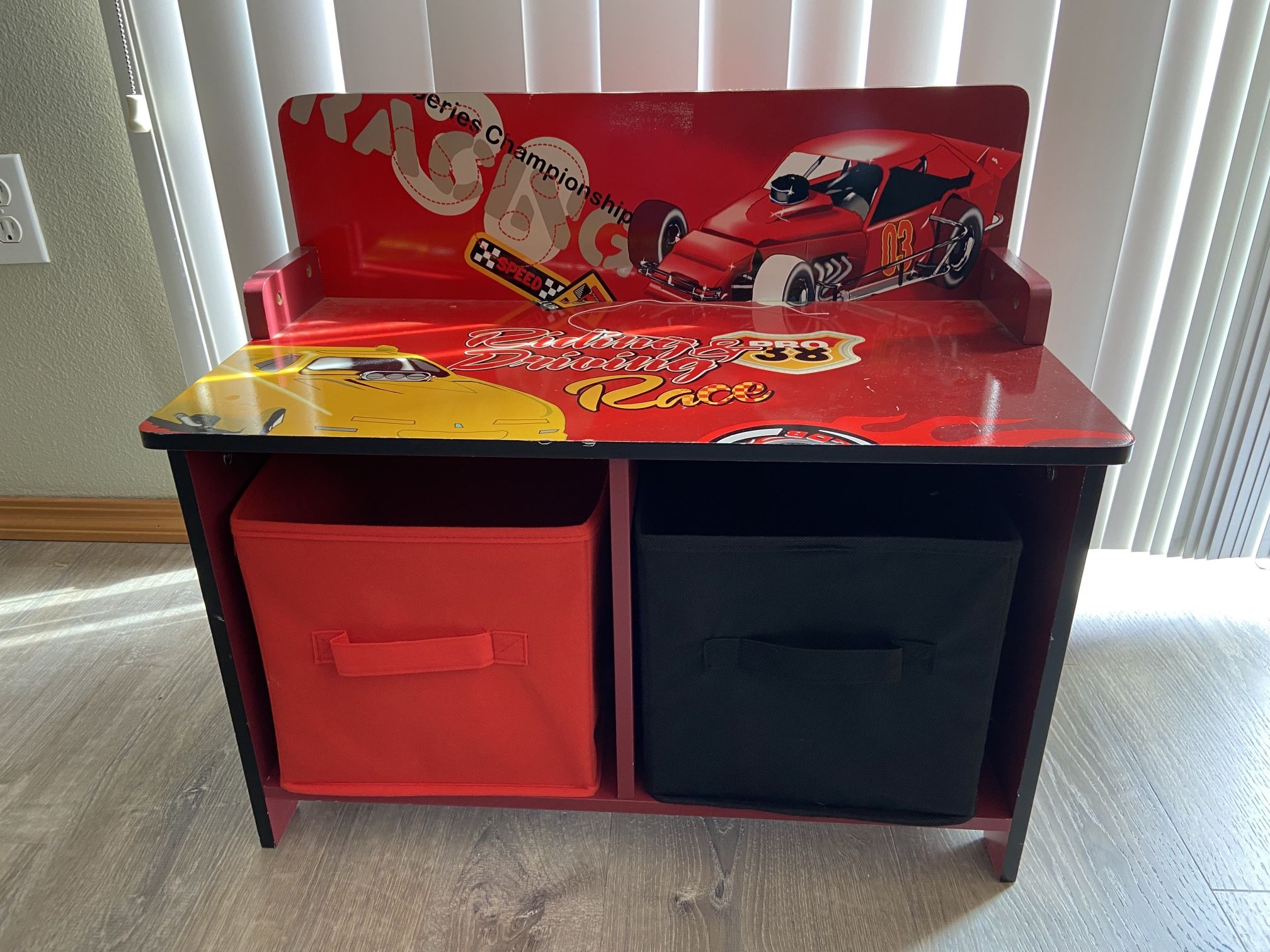Kids Cars Toy Storage Bench