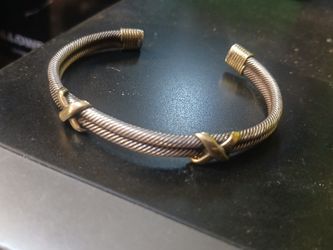 Vintage 925 Silver And Brass 6" Adjustable 29.2 Gram Braclet