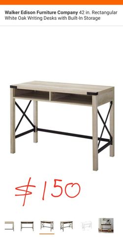 42 in rectangular white oak writing desk