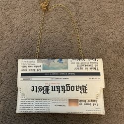 Vintage Newspaper Wristlet Clutch Purse Crossbody Bag, NEW