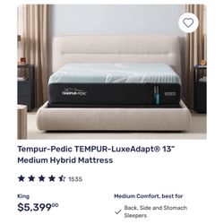 King Tempur Ergo Prosmart And Tempur luxeadapt 13” Medium Hybrid Matress