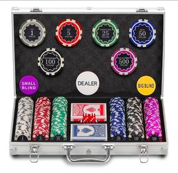 300PCS Chips Professional Poker Chip Set with Aluminum Case