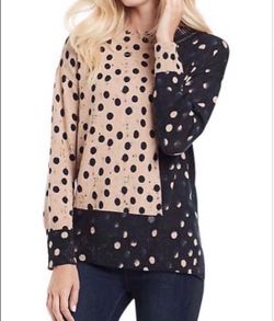 Nic+Zoe Polka Dot Cotton-Blend Sweater size Large