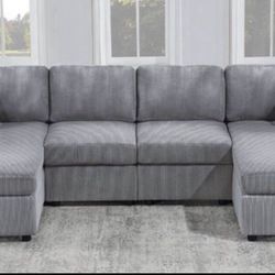 New Light Or Dark Gray Double Chaise Sectional Sofa Couch 
