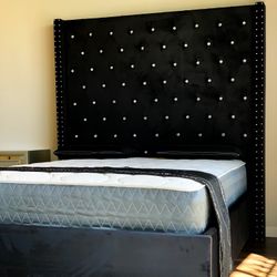 Brand New Black Queen Size 6foot Tall Bed Frame With New Mattress Set/Fast Delivery
