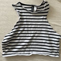 H&M black & white striped halter crop top