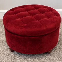 Dark Red Storage Ottoman 