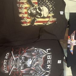 2XL USA Graphic T-Shirt Bundle (2 Shirts) – Stars & Stripes / Liberty or Death ”, “patriotic”, “biker”, “skull”, “2XL”, “big size”, “graphic tee”