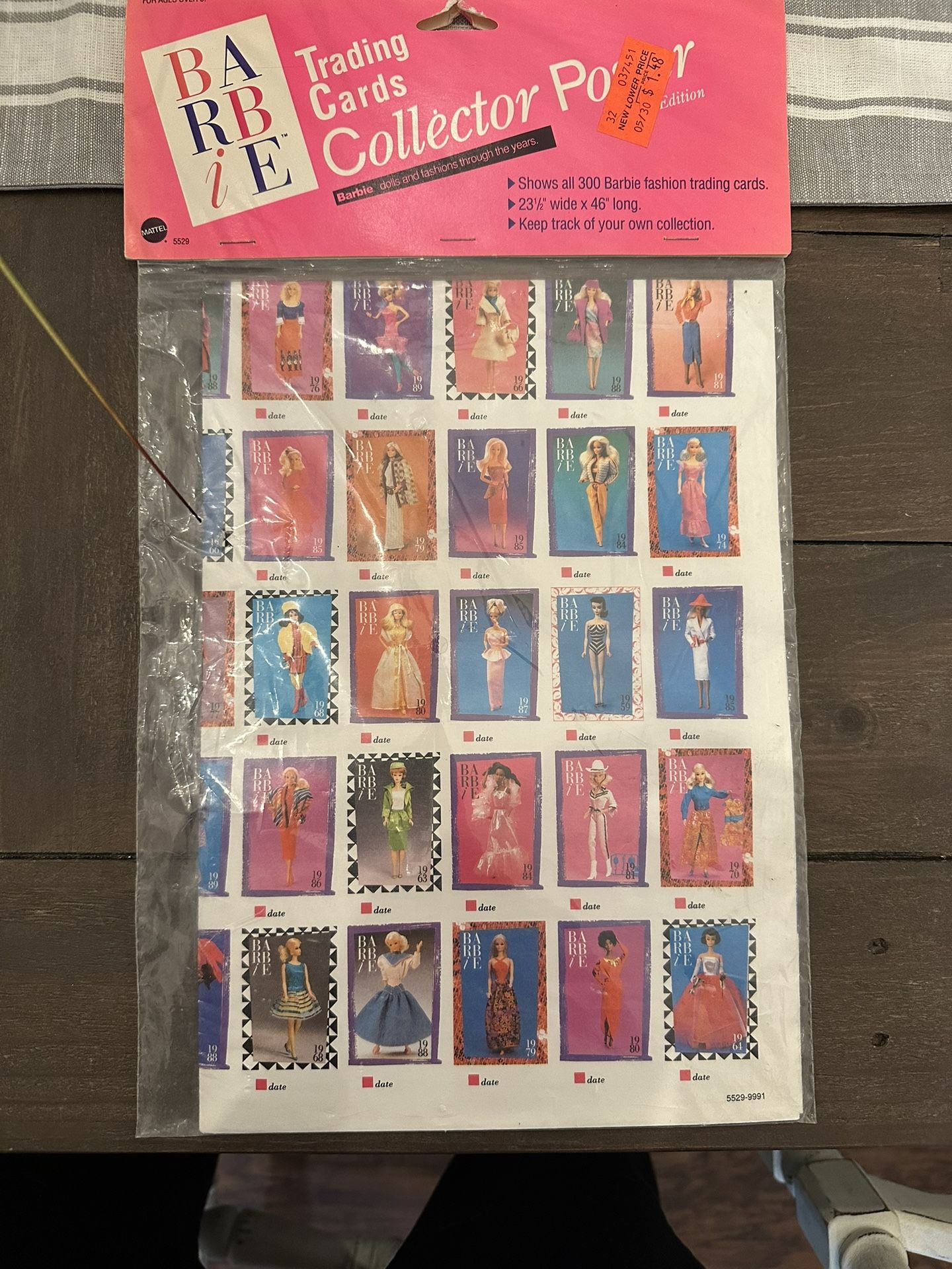 Barbie Trading Cards Collector Poster 1990 Never Opened 