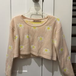 Pink Floral Cropped Sweater 