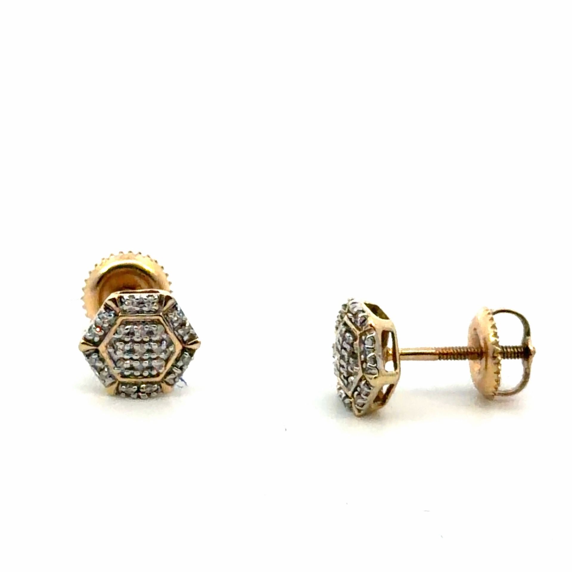 Men’s Or Women’s 10k Yellow Gold Diamond Cluster Screwback Stud Earrings 0.09 CTW GP3128743