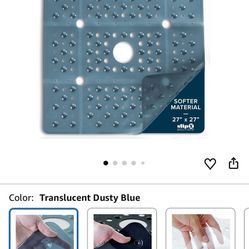 SlipX Solutions 27" Oversize Square Shower Mat, Non-Slip Mat for Elderly & Kids, 100+ Power Grip Suction Cups for Smooth Surfaces, Machine Washable, D