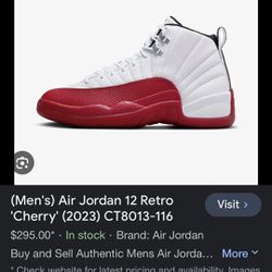 Men’s 9.5 Jordan 12s Cherry Red 