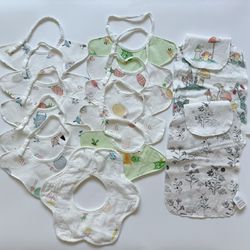 11 pcs Baby Drooling Bibs and 2 pcs Burp Cloths