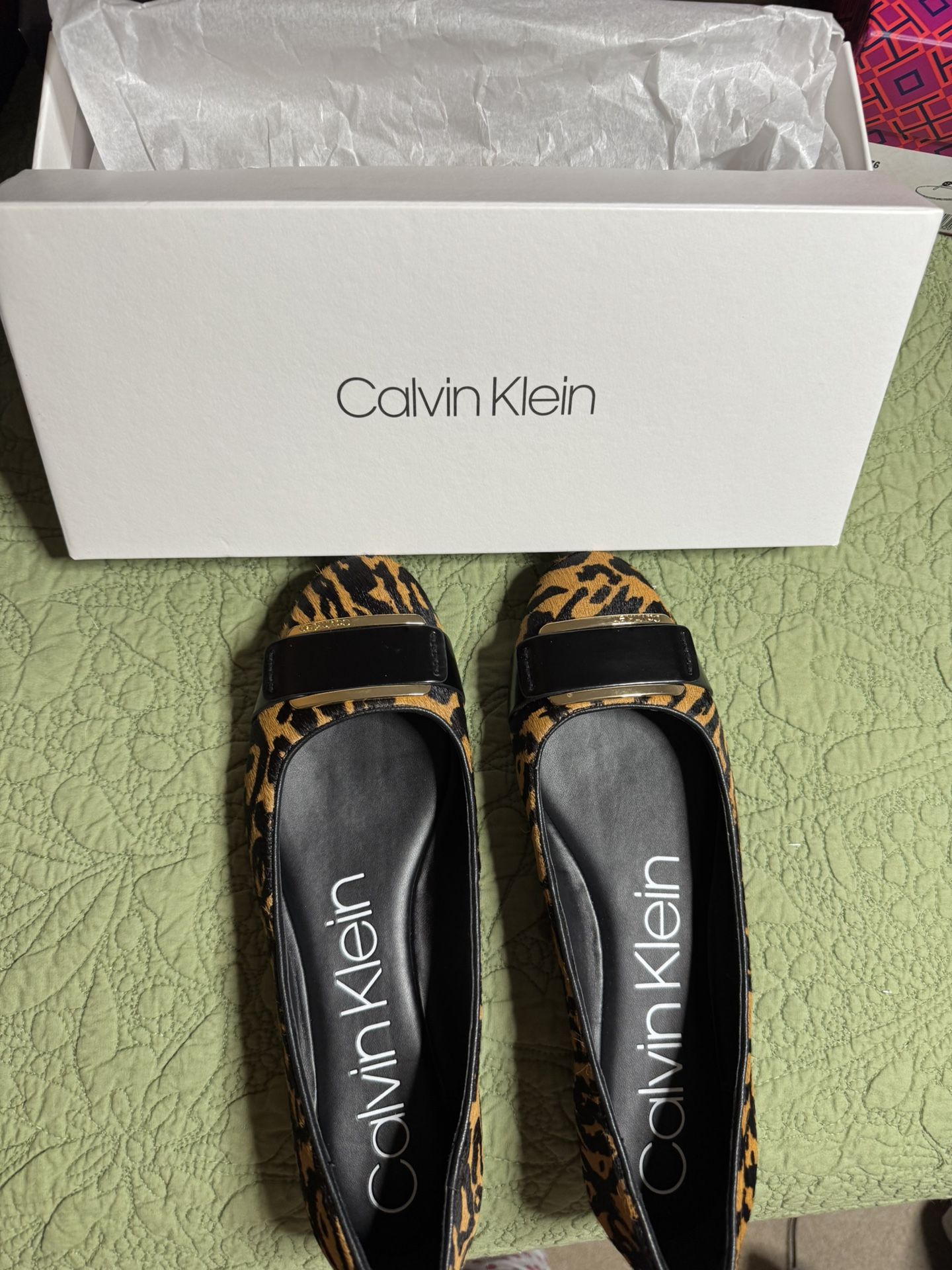 Calvin Klein Leopard Ballet Flats NEW