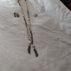 CUSTOM JEWELRY PEARL SET "" NECKLACE , EARRINGS ,RING""