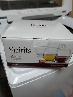 Joy Jolt 4 Pack Stemless Wine Glasses 15 Oz