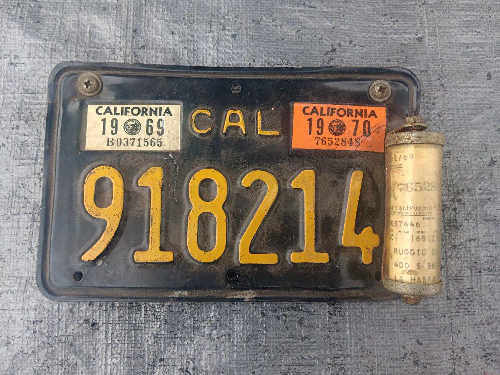 Vintage Black License Plate 
