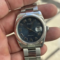 Datejust 116234, 36mm, Blue Roman Anniversary Dial, Stainless Steel Oyster bracelet