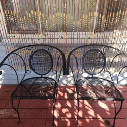 Vintage black wrought iron patio armchair, Wrought IRON Bistro CHAIRS - TWO FOR $150